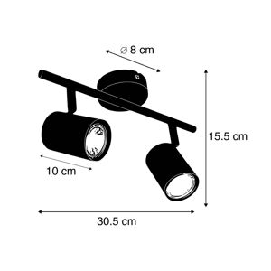 Stropné bodové svetlá Jeana, 2-plameňové, čierna